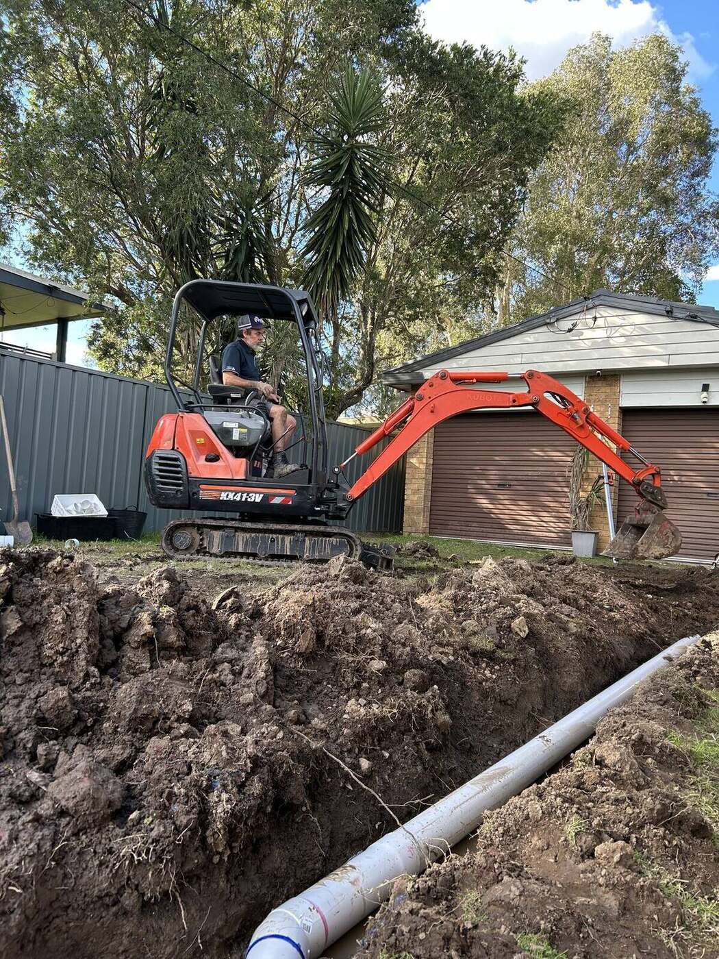 Beau Newbury on site with the excavator