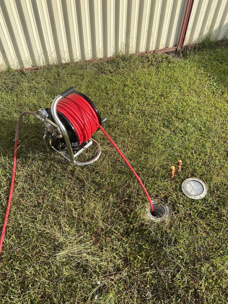 Jetter set up at the inspection pit