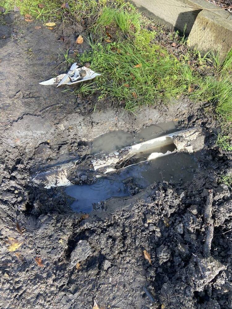 Sewer line exposed for repair